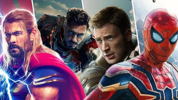 The stars of previous MCU Trilogy series (Thor, Iron Man, Captain America, Spider-Man) are pictured here