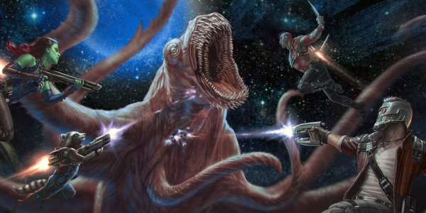 The Guardians of the Galaxy fighting an Abelisk | Agents of Fandom