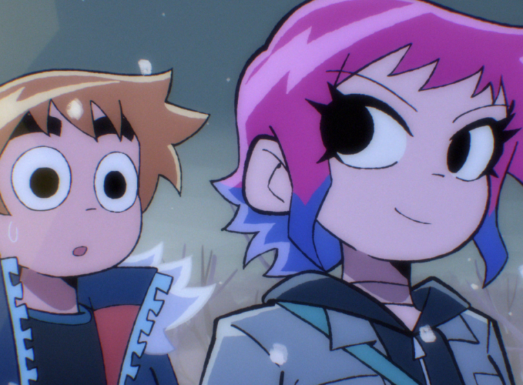 The Scott Pilgrim Netflix Series, 'Scott Pilgrim Takes Off,' features Scott (left, voiced by Michael Cera) and Ramona Flowers (right, voiced by Mary Elizabeth Winstead) | Agents of Fandom