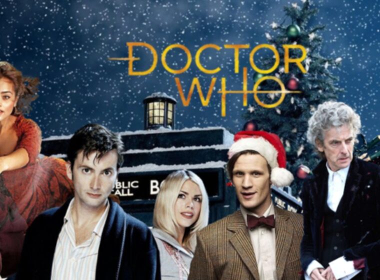 Matt Smith, David Tennant and Peter Capaldi Doctors with a Christmas themed background | Agents of Fandom
