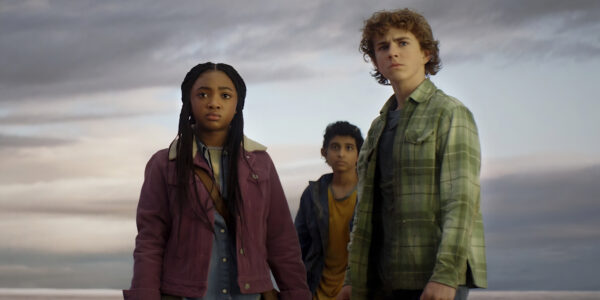 (L-R) Leah Sava Jeffries, Aryan Simhadri, and Walker Scobell star in Percy Jackson and the Olympians