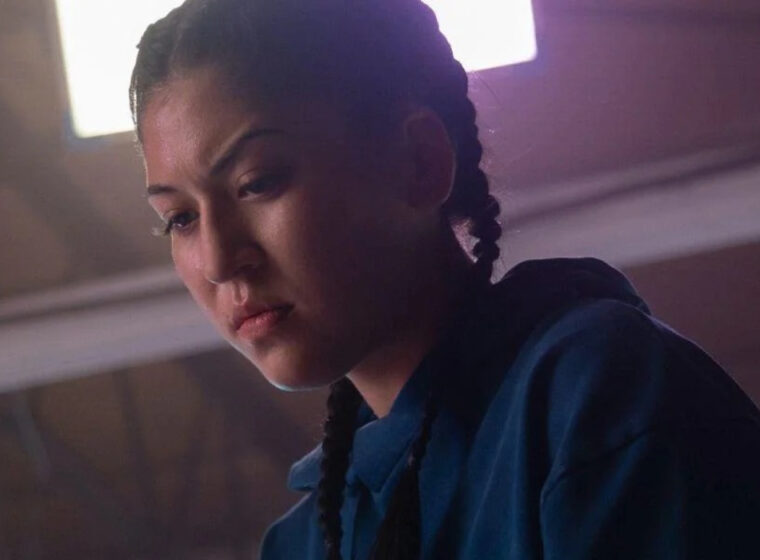 Alaqua Cox as Maya Lopex in a blue hoodie in Echo | Agents of Fandom
