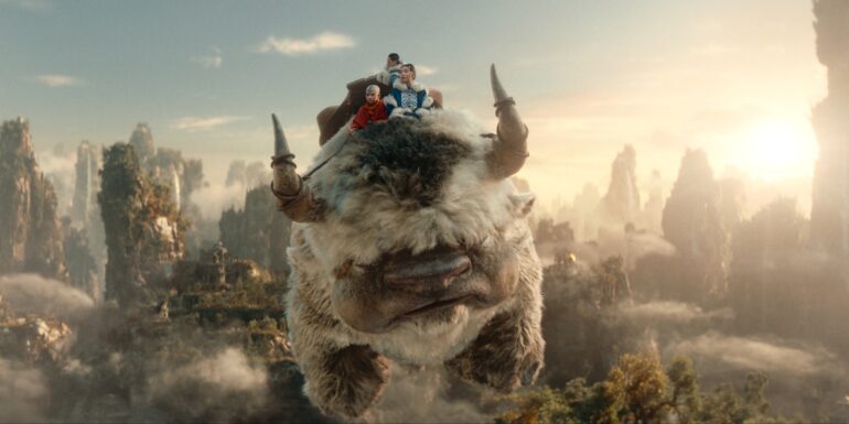 Aang, Sooka, and Katara riding Appa in Avatar: The Last Airbender | Agents of Fandom