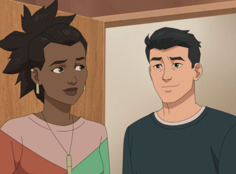 Amber standing beside Mark in her dorm room in Invincible Season 2, Episode 5 | Agents of Fandom
