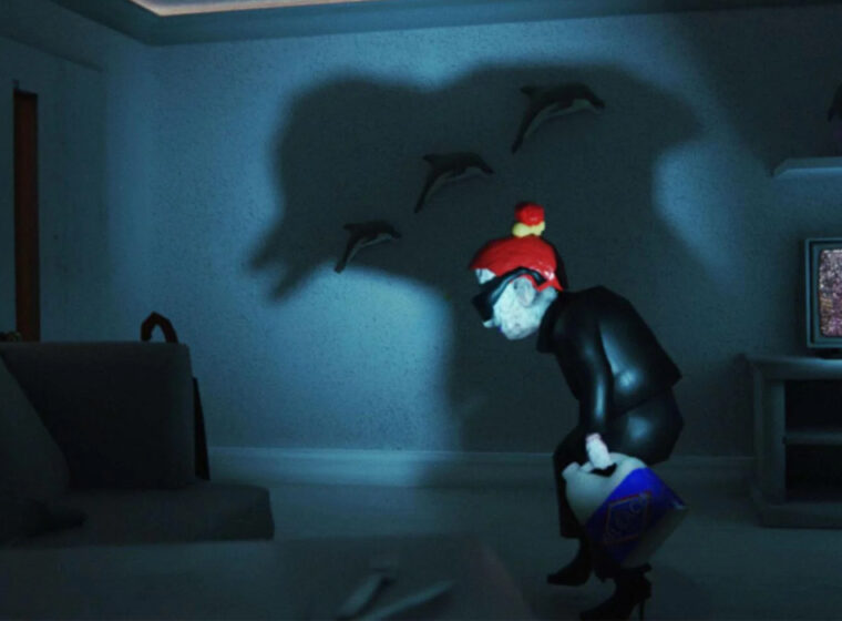 A red-haired woman holding laundry detergent in a shadowy room with the TV lighting things | Agents of Fandom