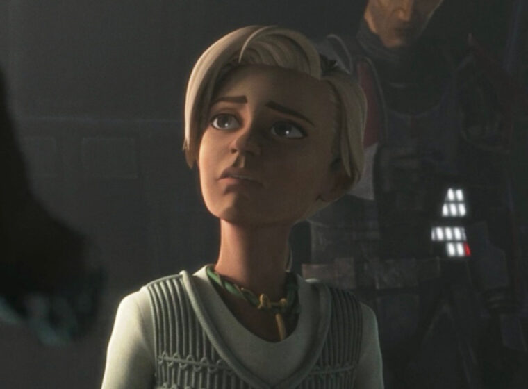 Omega looking up at Hunter with Crosshair standing behind her in The Bad Batch | Agents of Fandom