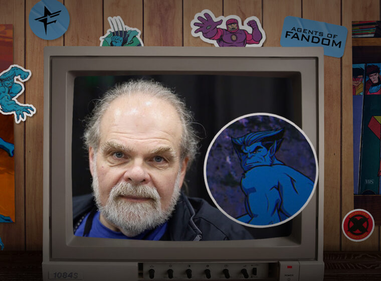 George Buza and Beast on an old TV surrounded by X-Men '97 stickers | Agents of Fandom
