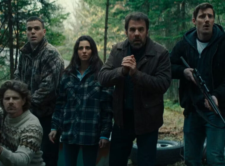 The main cast of Hunting Daze armed with guns in the forest | Agents of Fandom
