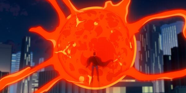 Superman floating in front of a giant red ball in My Adventures with Superman Season 2 | Agents of Fandom