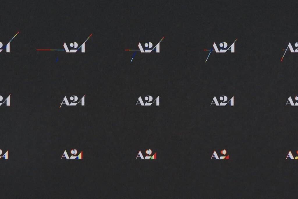 The A24 logo in its multiple stages.