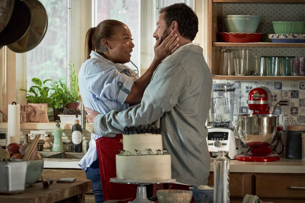 Queen Latifah left and Adam Sandler right have a believable and authentic relationship in | Agents of Fandom'Hustle'.