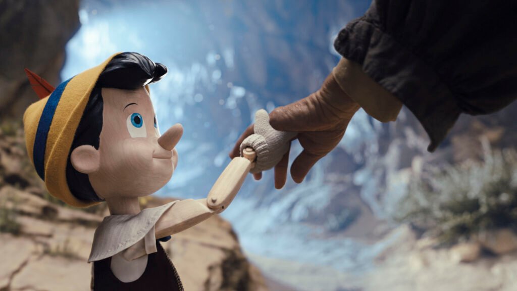 Pinocchio holding gepettos hand 