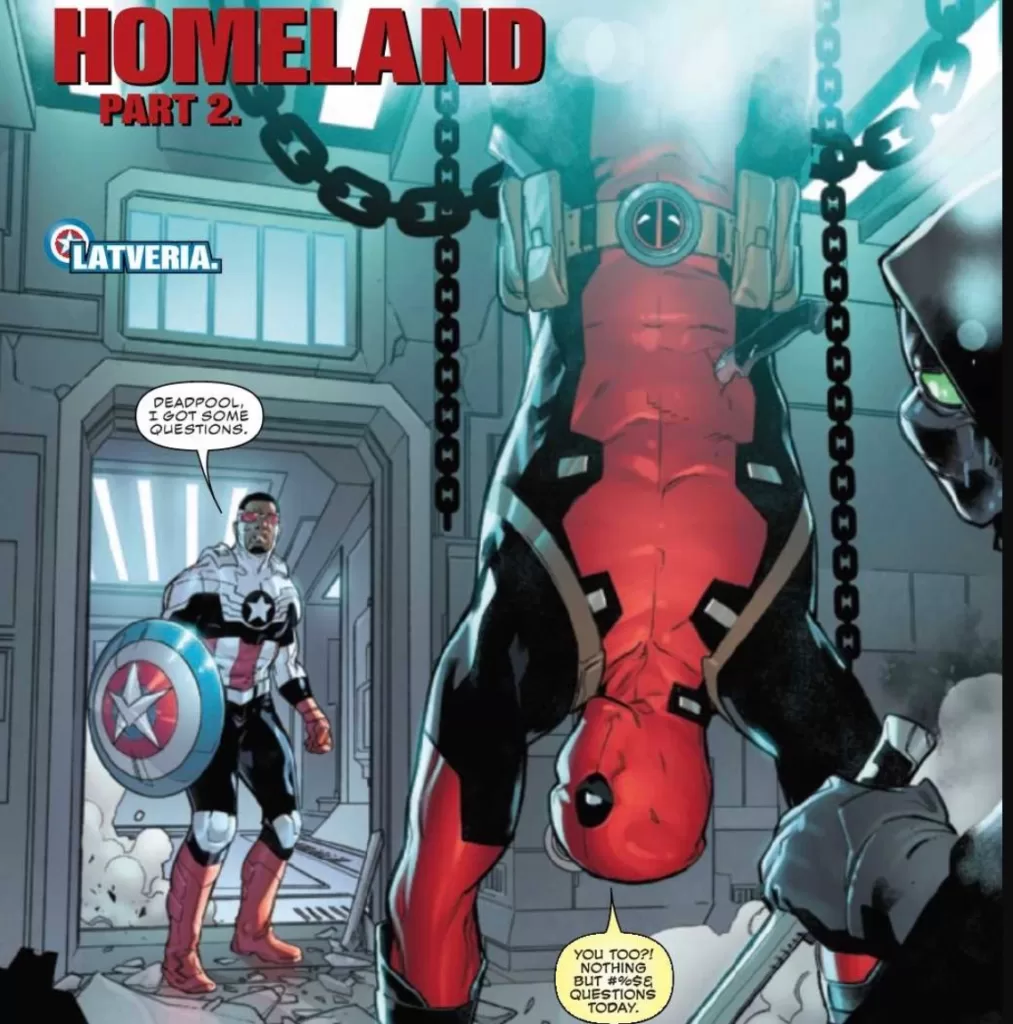 Deadpool and Captain America (Sam Wilson) exchanging banter in Captain America Symbol of Truth #2 | Agents of Fandom