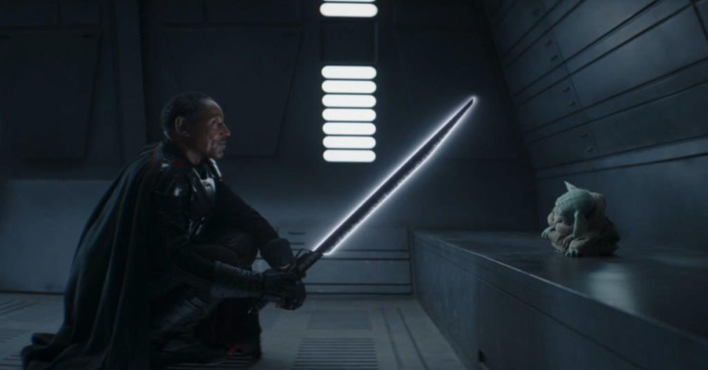 Moff Gideon with the Darksaber in The Mandalorian season two. Image credit: Disney+/ Lucasfilm | Agents of Fandom