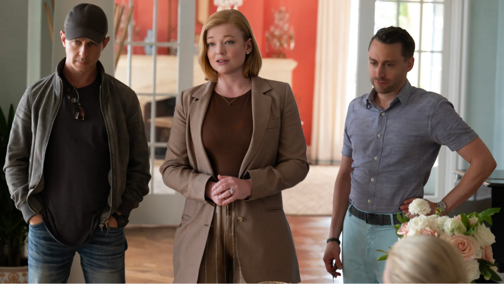 Kendall Roy (Jeremy Strong), Shiv Roy (Sarah Snook) and Roman Roy (Kieran Culkin) prepare for battle in the Season 4 of Succession | Agents of Fandom