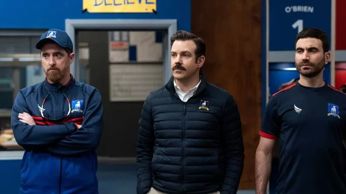 Coach Beard, Ted Lasso, and Roy Kent in Ted Lasso Season 3 Premiere | Agents of Fandom