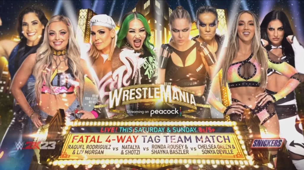 Woman's Tag Team Showcase at WrestleMania Hollywood match graphic | Agents of Fandom