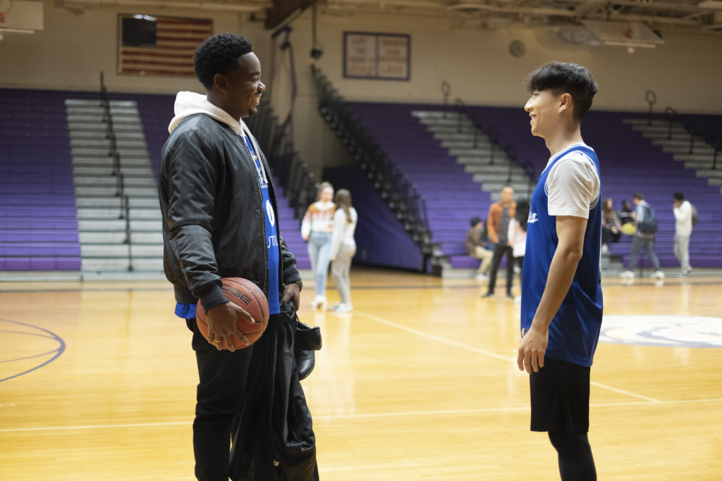 (Left to right): Dexter Darden as Deandre and Bloom Li as Chang in Chang Can Dunk. Image Credit: Disney Studios | Agents of Fandom