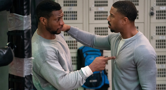 (Left to right): Jonathan Majors as Damian Anderson, and Michael B. Jordan as Adonis Creed in Creed III. Image Credit: MGM Studios | Agents of Fandom