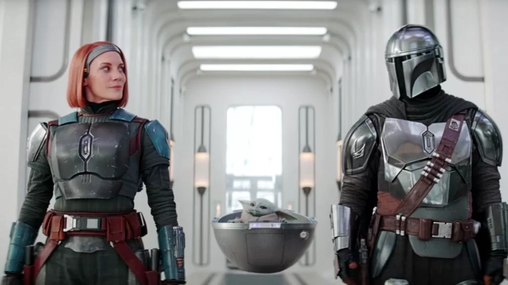 Bo-Katan, Grogu, and Din Djarin in The Mandalorian episode 6 | Agents of Fandom