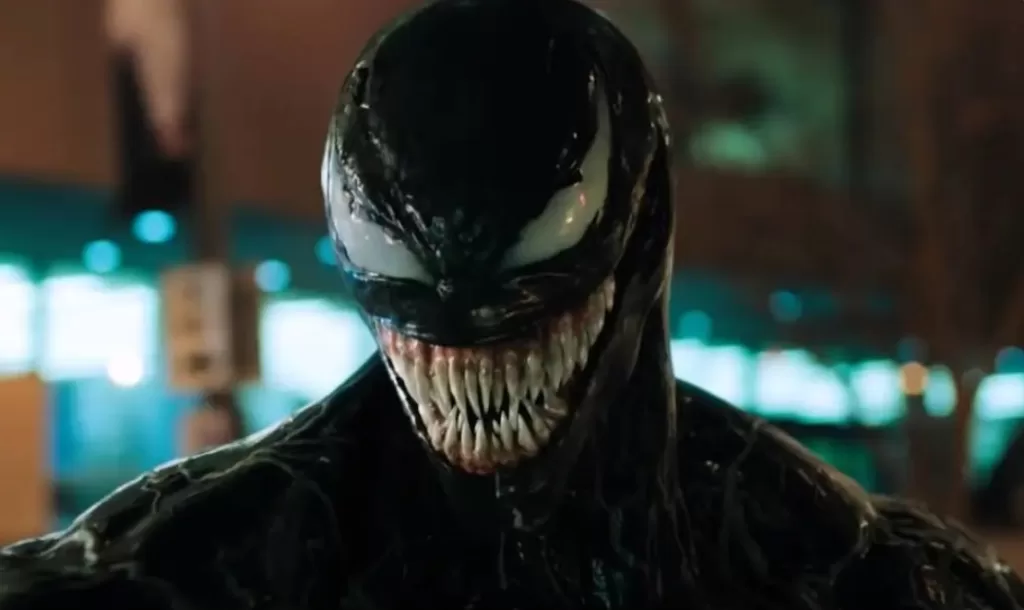 Marvel character Venom, as voiced by Tom Hardy, is displayed in this shot from the 2018 film | Agents of Fandom