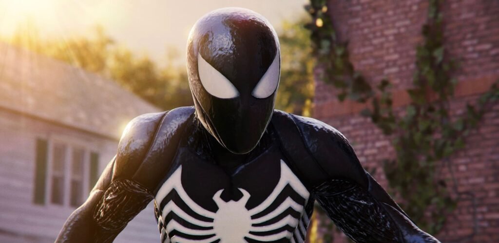 Peter Parker wearing the flawlessly designed symbiote suit in the Spider-Man 2 PS5 trailer | Agents of Fandom