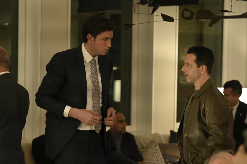 Nicholas Braun as Greg Hirsch and Jeremy Strong as Kendall Roy in Succession episode 7 | Agents of Fandom