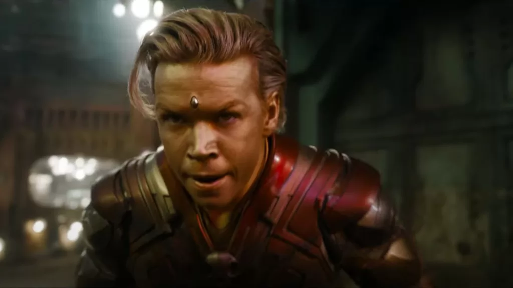 Will Poulter as Adam Warlock in a fighting stare in a scene Guardians of the Galaxy Vol. 3 | Agents of Fandom