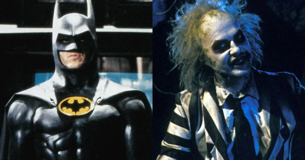 Michael Keaton portraying both Batman (left) and Beetlejuice (right) | Agents of Fandom