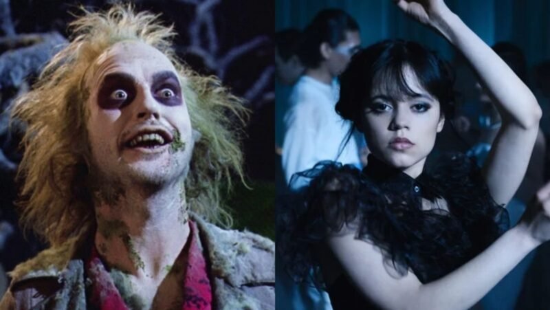 Michael Keaton (left) pictured playing Beetlejuice, will be returning to reprise the role in Beetlejuice 2 along with Jenna Ortega (right) | Agents of Fandom