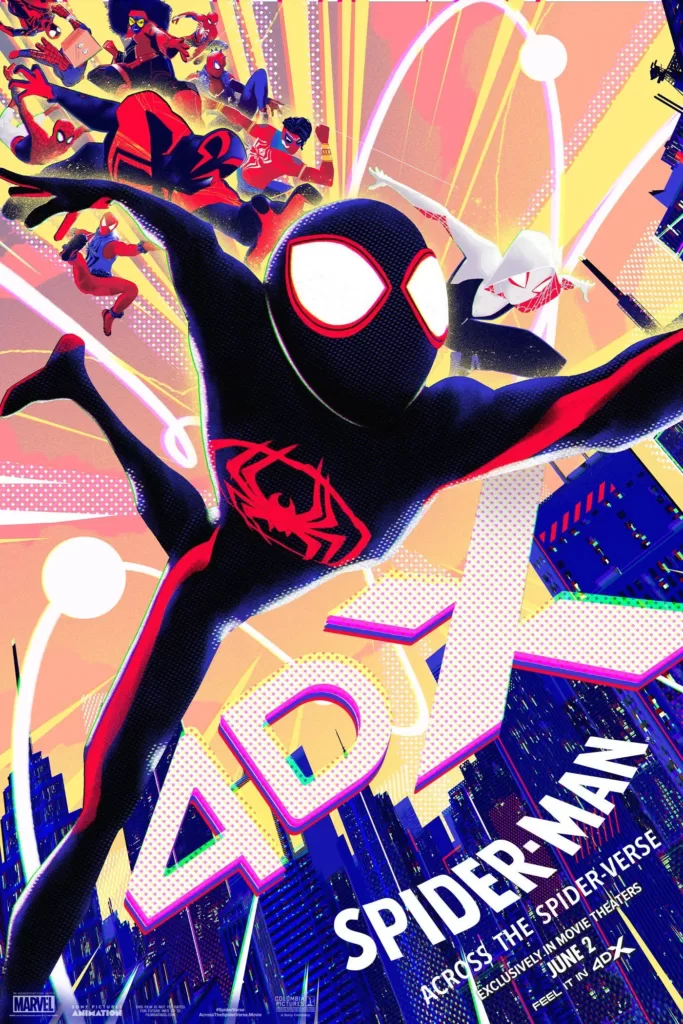Official 4DX poster for Spider-Man: Across the Spider-Verse featuring the Insomniac Spider-Man 2 game's Peter Parker | Agents of Fandom