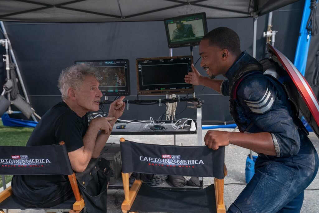 Harrison Ford & Anthony Mackie on set of 'Captain America: Brave New World.' | Agents of Fandom