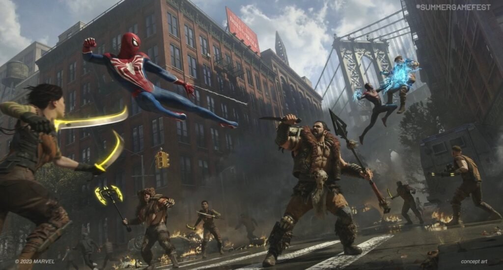 Miles and Peter face off with Kraven and his hunters in the streets of New York in this Spider-Man 2 concept art | Agents of Fandom