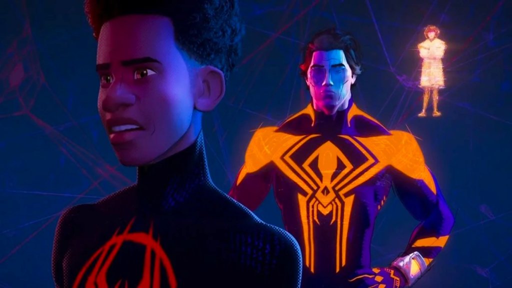 Miles Morales (Shameik Moore) and Miguel O'Hara (Oscar Isaac) in Spider-Man: Across the Spider-Verse | Agents of Fandom