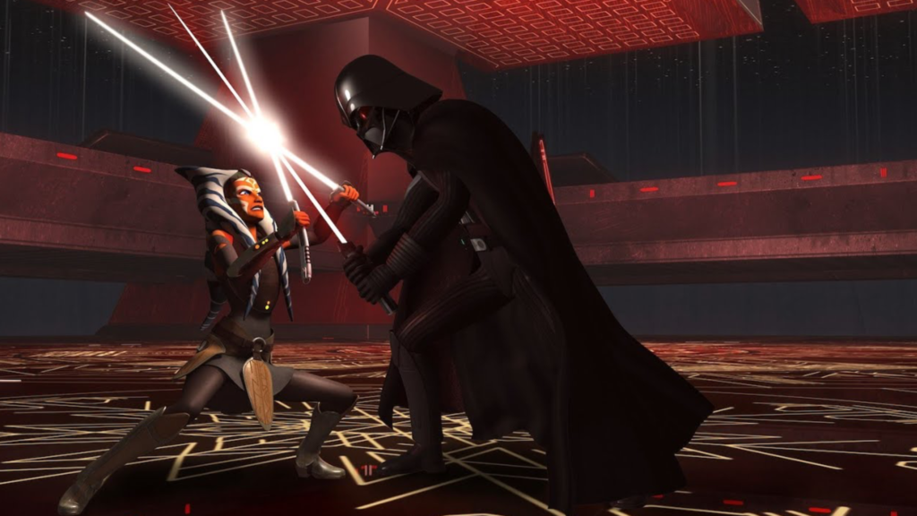 Ahsoka duelling Darth Vader | Agents of Fandom