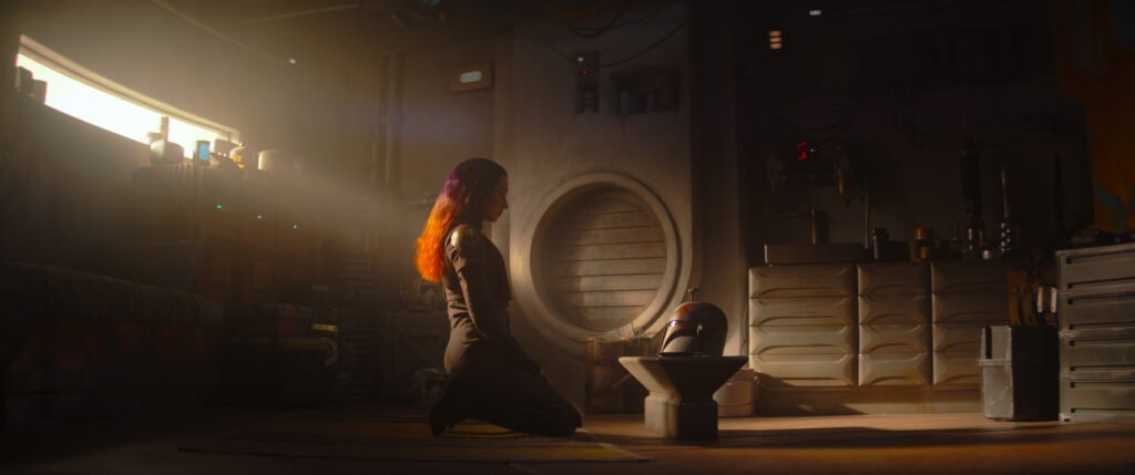 Sabine Wren mediates with her Mandalorian armor in the Ahsoka premiere on Disney+. | Agents of Fandom