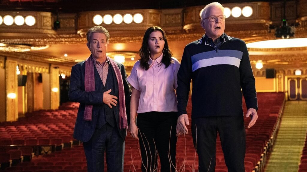 Martin Short, Selena Gomez, and Steve Martin in the Only Murders in the building season 3 premiere | Agents of Fandom