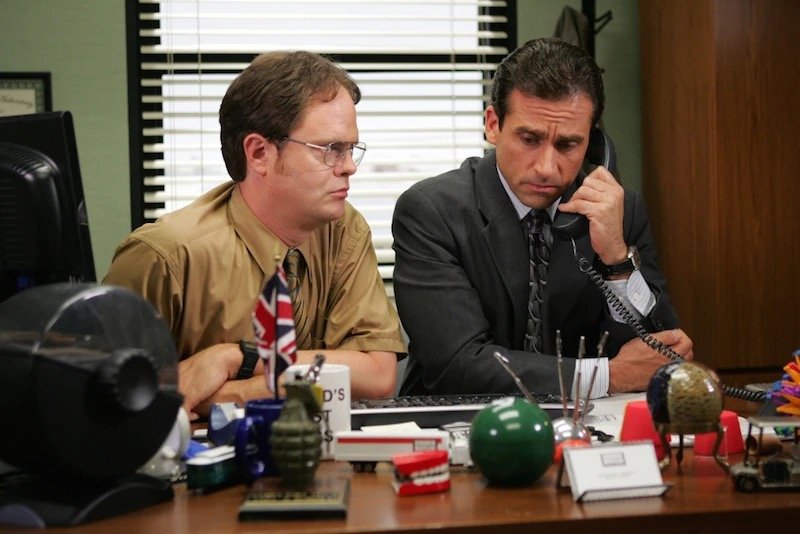 Dwight Schrute and Michael Scott in The Office | Agents of Fandom