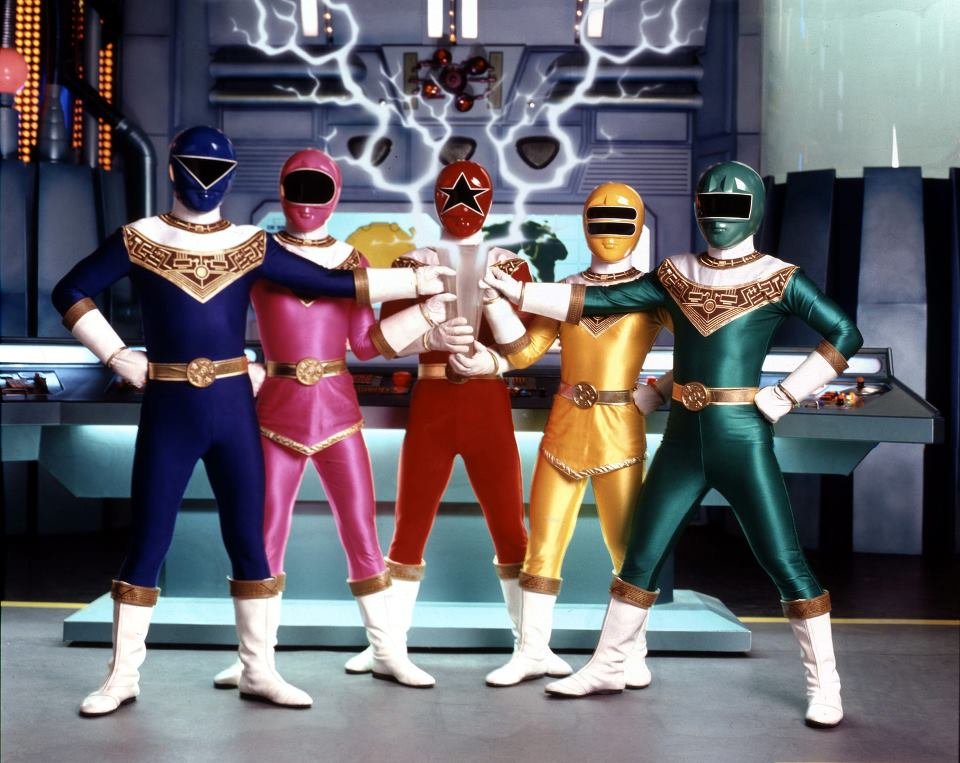 The team from 'Power Rangers Zeo,' from left to right: Rocky, Kat, Tommy, Tanya and Adam | Agents of Fandom