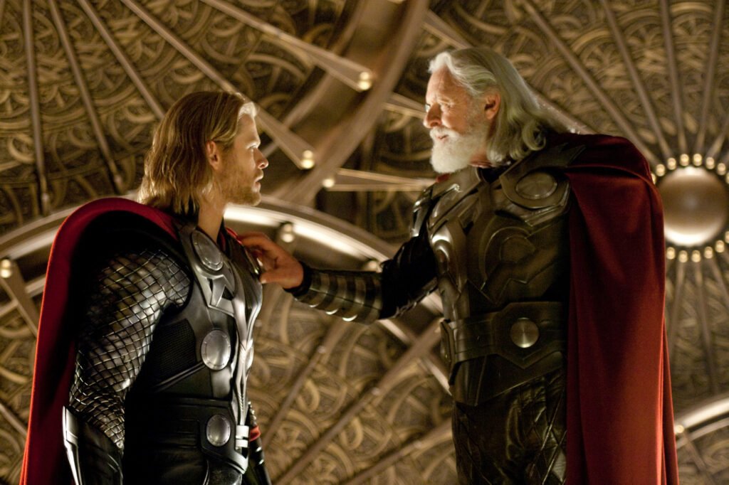 Chris Hemsworth as Thor and Anthony Hopkins as Odin in 2011's Thor | Agents of Fandom