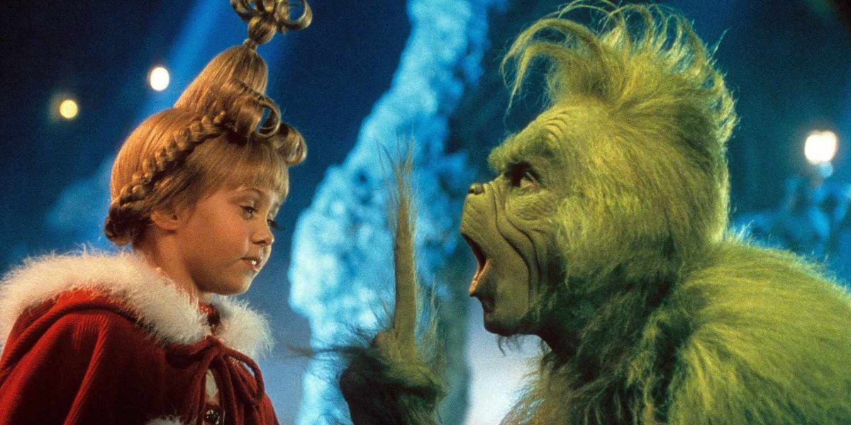Jim Carrey as the Grinch and Taylor Momsen as Cindy Lou Who in How the Grinch Stole Christmas | Agents of Fandom