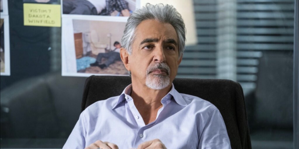 Joe Mantegna sitting in a chair behind a desk in Criminal Minds | Agents of Fandom