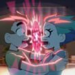 Scott and Ramona face-to-face with a pink portal in between in Scott Pilgrim Takes Off | Agents of Fandom