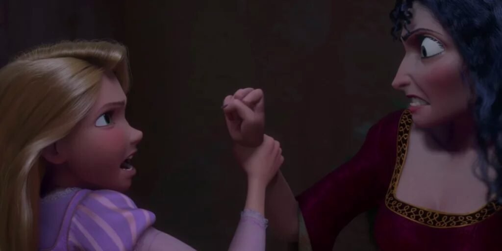 Rapunzel trying to take back control from Mother Gothel in Tangled | Agents of Fandom