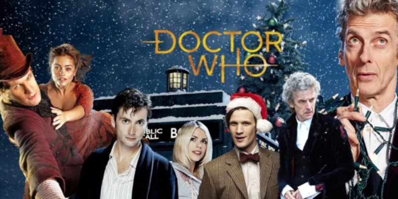 Matt Smith, David Tennant and Peter Capaldi Doctors with a Christmas themed background | Agents of Fandom