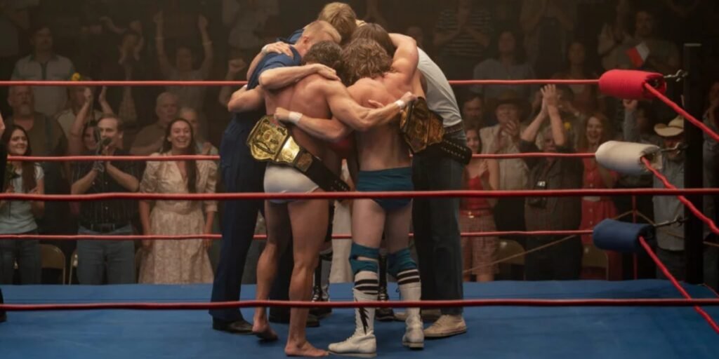 The Von Erich family gathers around each other after their success in winning a wrestling belt I Agents of Fandom