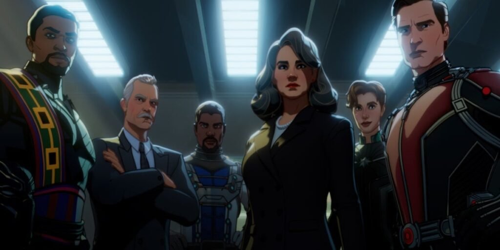 (L-R) King T'Chaka, Howard Stark Bill Foster, Peggy Carter, Mar-Vell and Hank Pym in What If...? season 2 | Agents of Fandom