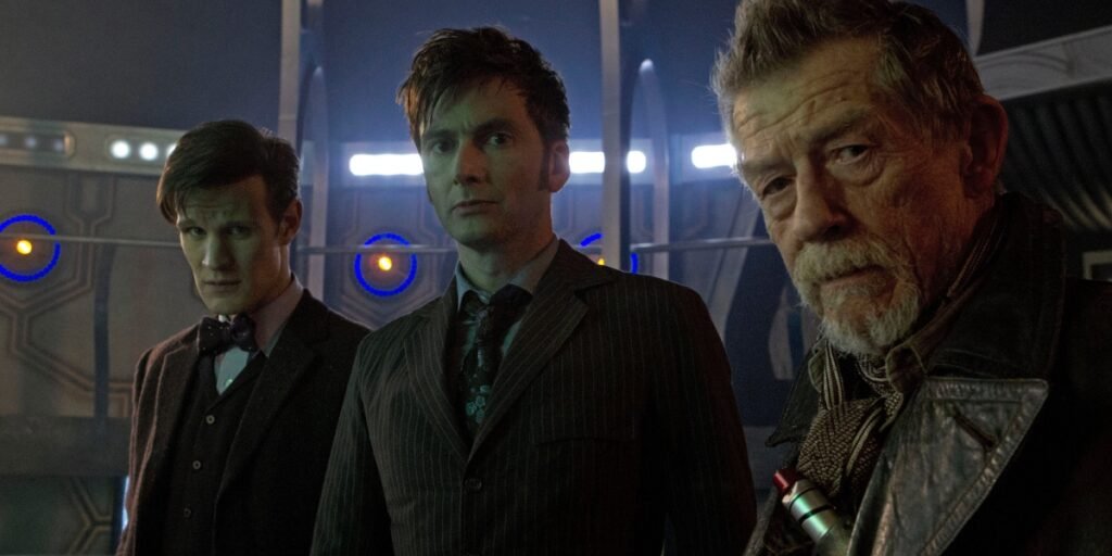 Matt Smiths, David Tennant and John Hurt's Doctor's all standing together in "The Day of the Doctor" | Agents of Fandom