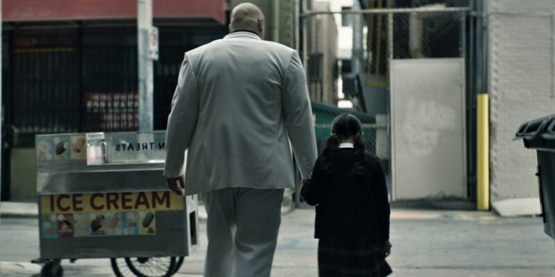 Vincent D’Onofrio as Wilson Fisk/Kingpin and Darnell Besaw as young Maya Lopez in Marvel Studios' ECHO | Agents of Fandom