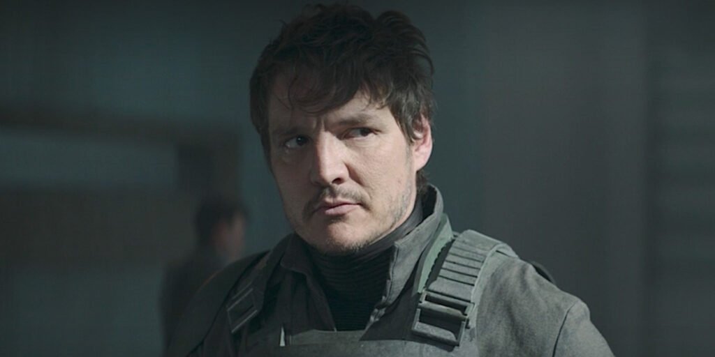 Pedro Pascal as Din Djarin without his helmet on in The Mandalorian | The Fantastic Four cast | Agents of Fandom